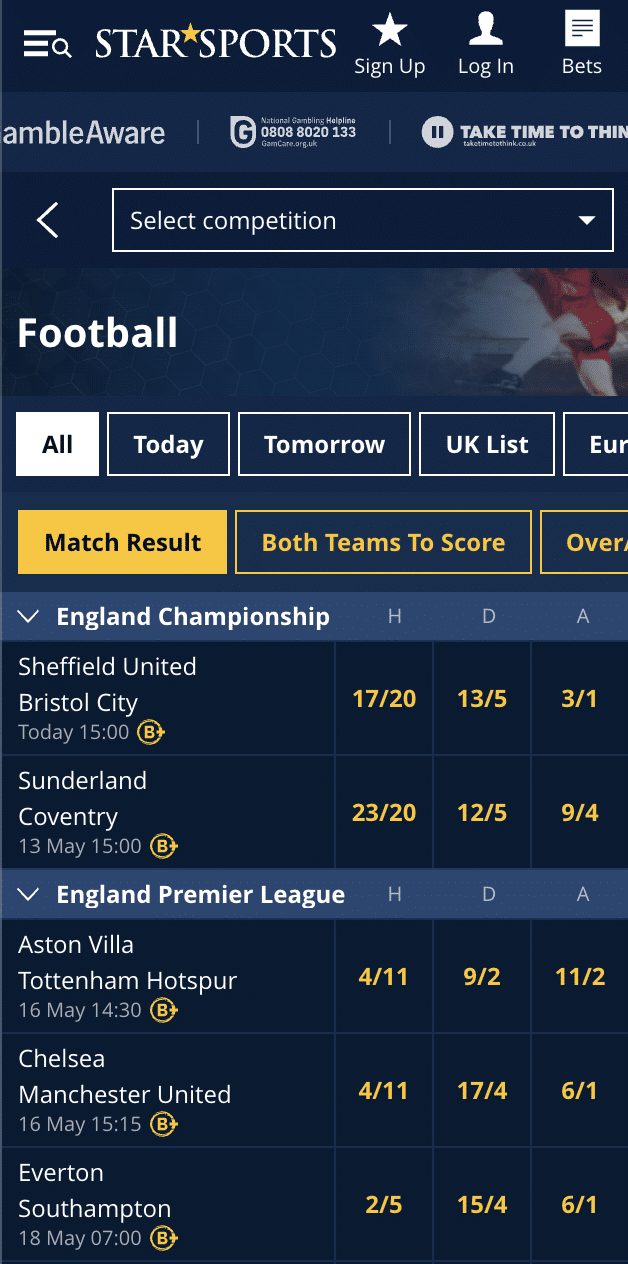 Star Sports Bet football betting